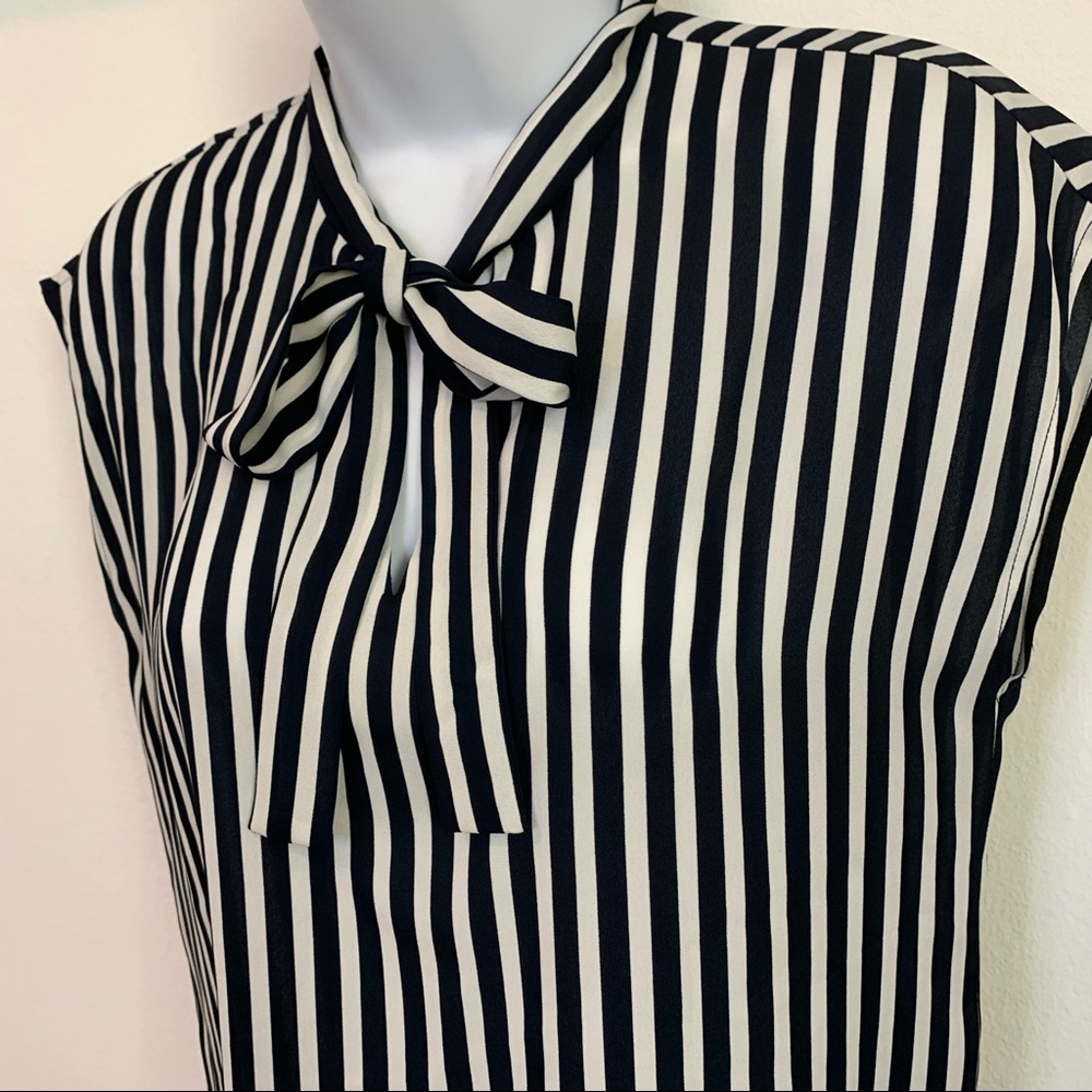 Bar III Striped Tie Front Sleeveless Blouse